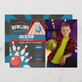 Bowling Verjaardag Blauw Strike Fun Bowl Jongens F Kaart (Voorkant / Achterkant)