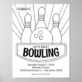 Bowling Verjaardag Bowling Art Kleurkunst Activite Poster