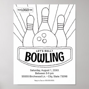Bowling Verjaardag Bowling Art Kleurkunst Activite Poster