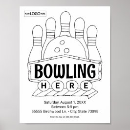 Bowling Verjaardag Bowling Art Kleurkunst Activite Poster