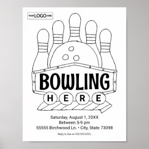 Bowling Verjaardag Bowling Art Kleurkunst Activite Poster