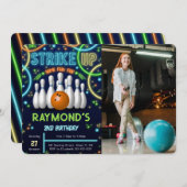 Bowling Verjaardag Foto uitnodiging (Voorkant / Achterkant)