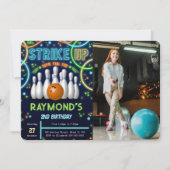 Bowling Verjaardag Foto uitnodiging (Voorkant)