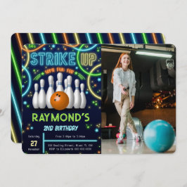 Bowling Verjaardag Foto uitnodiging