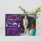 Bowling Verjaardag Foto uitnodiging (Staand voorkant)
