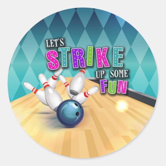 Bowling Verjaardag Sticker - Meisje (Voorkant)