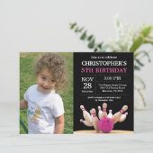 Bowling Verjaardag Uitnodiging Verjaardag Party Ro (Staand voorkant)