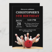 Bowling Verjaardag Uitnodiging Verjaardagsfeest Ro (Voorkant / Achterkant)