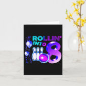 Bowling verjaardagsfeest 8e Rollin In 8 Jaar Oud Kaart (Gele Bloem)