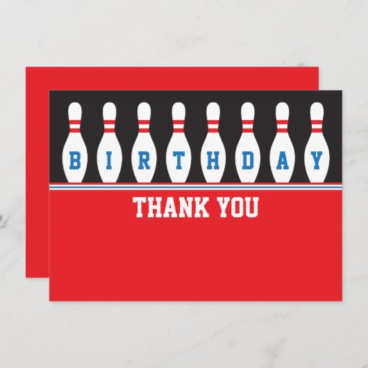 Bowling verjaardagsfeest bedankt jullie bedankt (Voorkant / Achterkant)