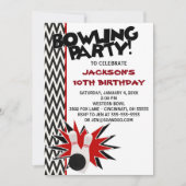 Bowling verjaardagsfeest op maat uitnodiging (Voorkant)