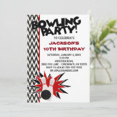 Bowling verjaardagsfeest op maat uitnodiging (Staand voorkant)