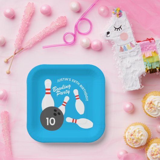 Bowling Verjaardagsfeest thema vierkant papier bor Papieren Bordje (Feest)