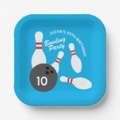 Bowling Verjaardagsfeest thema vierkant papier bor Papieren Bordje (Voorkant)