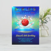 Bowling verjaardagsfeest uitnodiging  (Staand voorkant)