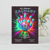 Bowling Verjaardagsfeest Uitnodiging (Staand voorkant)