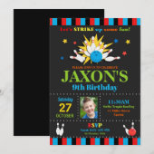 Bowling Verjaardagsfeest Uitnodigingen Jongens (Voorkant / Achterkant)