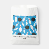 Bowling verjaardagsfeestje blauw bedankzakje (Voorkant)