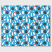 Bowling verjaardagsfeestje blauw cadeaupapier (Vlak)