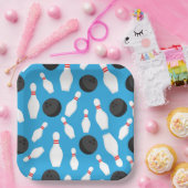 Bowling verjaardagsfeestje blauw papieren bordje (Feest)