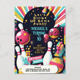 Bowling verjaardagsfeestje briefkaart