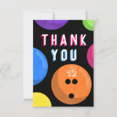 Bowling Verjaardagsfeestje Cosmic Bowling Neon Ora Bedankkaart (Voorkant)