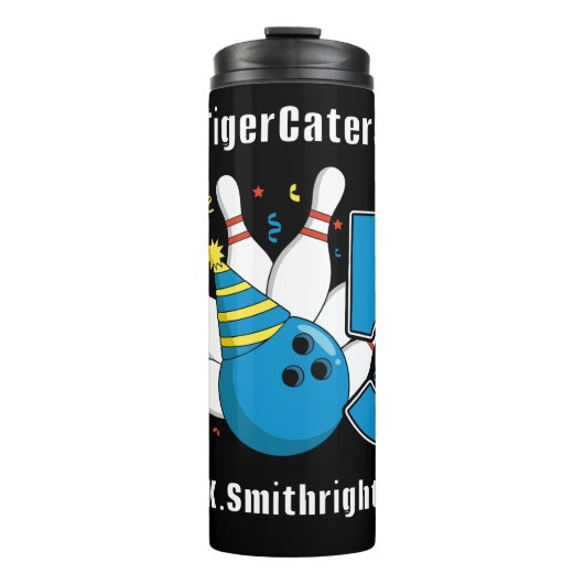Bowling verjaardagsfeestje Graphic Thermosbeker (Voorkant)