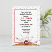 Bowling verjaardagsfeestje kaart (Staand voorkant)