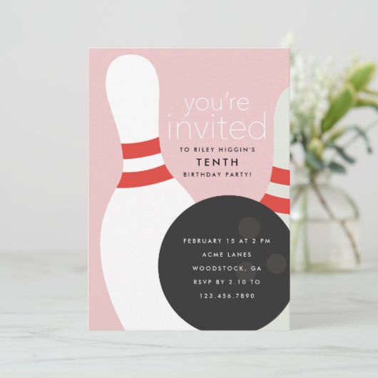 Bowling Verjaardagsfeestje Kaart (Staand voorkant)