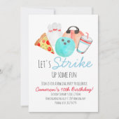 Bowling verjaardagsfeestje kind uitnodiging (Voorkant)