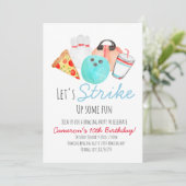 Bowling verjaardagsfeestje kind uitnodiging (Staand voorkant)