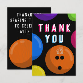 Bowling Verjaardagsfeestje Kosmisch Bowling Neon O Bedankkaart