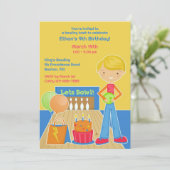 Bowling verjaardagsfeestje platte uitnodiging (Staand voorkant)