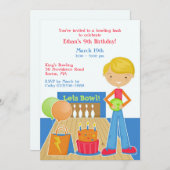 Bowling verjaardagsfeestje platte uitnodiging (Voorkant / Achterkant)