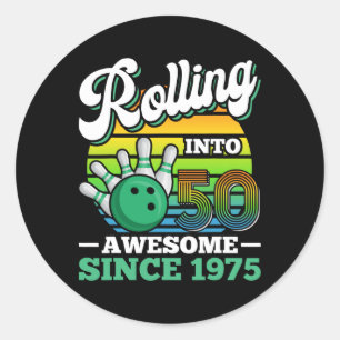Bowling Verjaardagsfeestje Rol 50 Jaar 50ste  Ronde Sticker