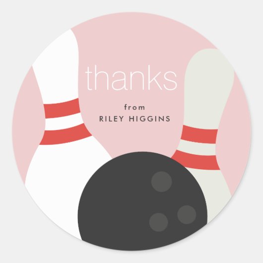 Bowling Verjaardagsfeestje Ronde Sticker (Voorkant)