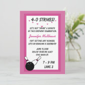 Bowling Verjaardagsfeestje Roze Leeftijd aanpasbaa Kaart (Staand voorkant)