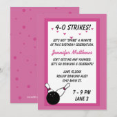 Bowling Verjaardagsfeestje Roze Leeftijd aanpasbaa Kaart (Voorkant / Achterkant)