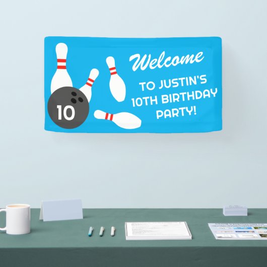 Bowling Verjaardagsfeestje sjabloon welkomstbanner Spandoek (Beurs)