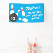 Bowling Verjaardagsfeestje sjabloon welkomstbanner Spandoek (Insitu)
