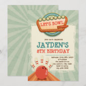  bowling verjaardagsfeestje uitnodiging (Voorkant / Achterkant)