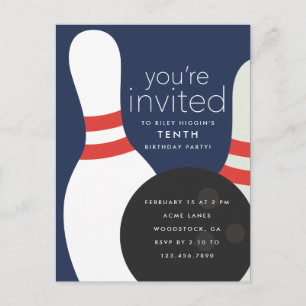 Bowling Verjaardagsfeestje Uitnodiging Briefkaart