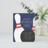 Bowling Verjaardagsfeestje Uitnodiging Briefkaart (Staand voorkant)