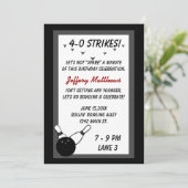 Bowling Verjaardagsfeestje Zwart Grijs Leeftijd aa Kaart (Staand voorkant)