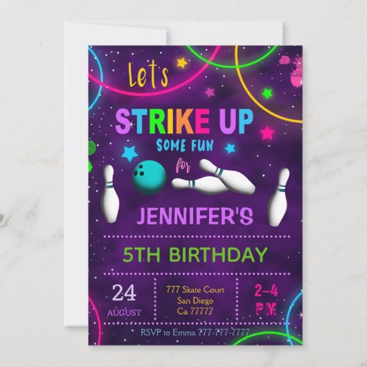 Bowling Verjaardagsuitnodiging Kaart (Voorkant)