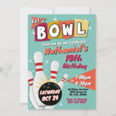 Bowling verjaardagsuitnodiging Retro Kaart (Voorkant)