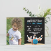 Bowling Verjaardagsuitnodiging Verjaardagsfeestje Kaart (Staand voorkant)