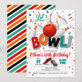 Bowling verjaardagsuitnodiging voor Bowling Party Kaart (Voorkant / Achterkant)