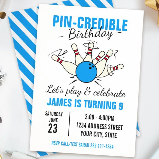 Bowling verjaardagsuitnodiging voor jongens kaart