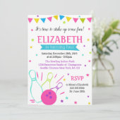 Bowling verjaardagsuitnodiging voor meisje kaart (Staand voorkant)